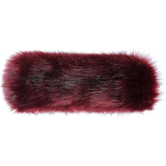 Faux Fur Headband with Elastic for Women's Burgundy - Picture 4 of 6